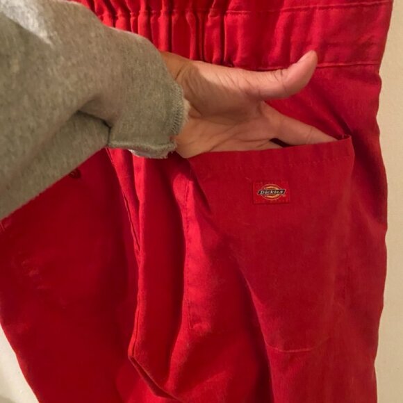 Dickies Red Jumpsuit with Black Cat Patch - Picture 5 of 11